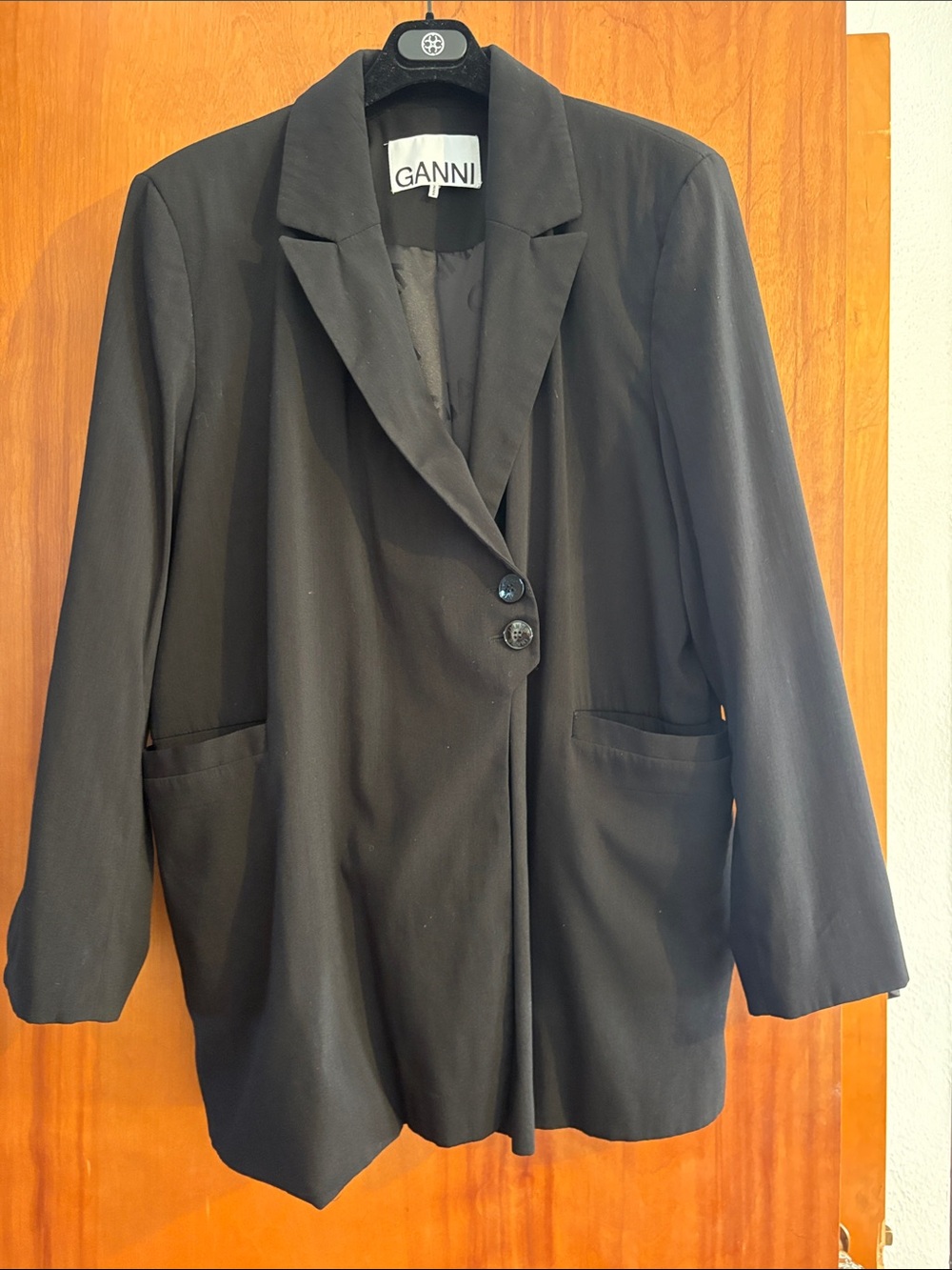Ganni Black Relaxed Single-Breasted Blazer